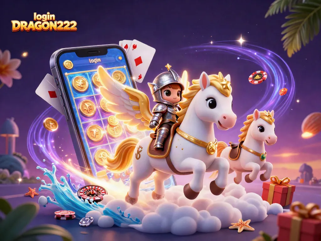 Spin to win with login DRAGON222 in a vibrant slot game scene filled with animated elements.