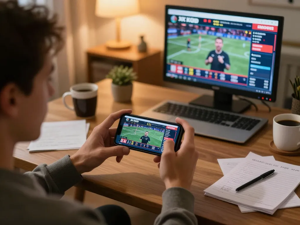 KQBD live scores being checked on a smartphone, capturing the excitement of online sports betting
