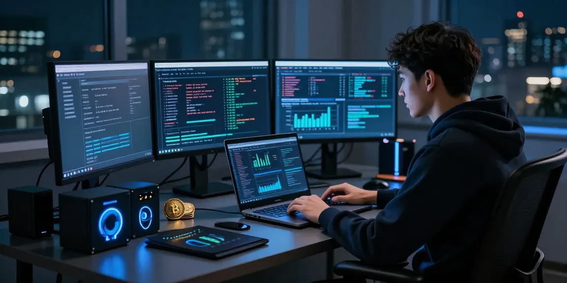 Expert analyzing BlackOps Market Link with cryptocurrency tools in a dark web environment