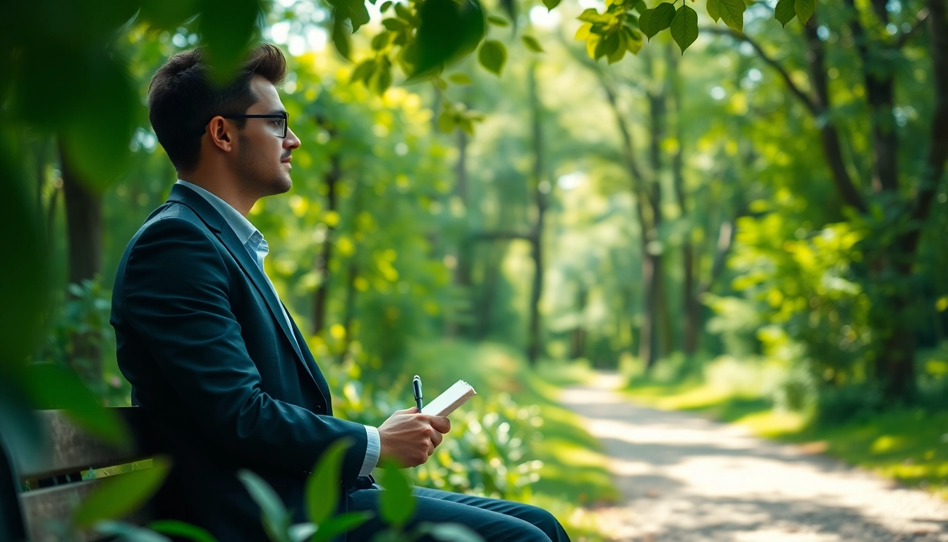 Find my true calling through reflection in a serene outdoor setting.