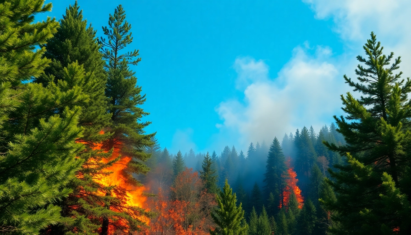 Witness the dynamic wildfire events shaping the forest, illustrating nature's cycle.