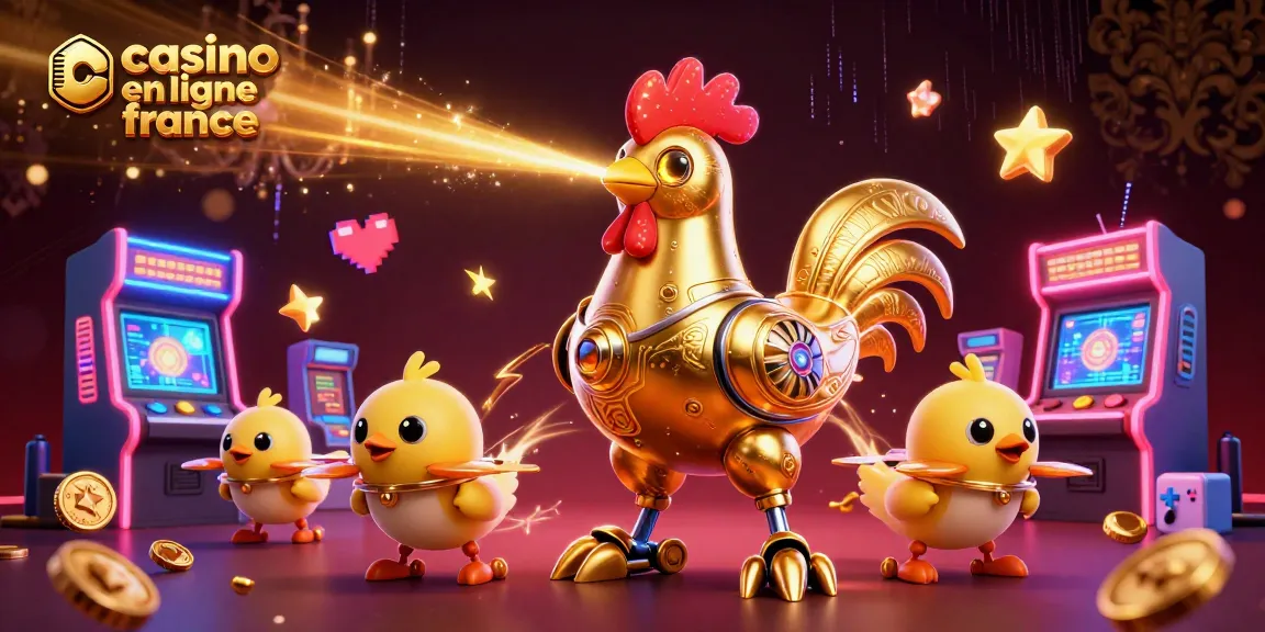 Explorez le monde fascinant des jeux avec casino en ligne france, illustrant un robot doré et des drones.