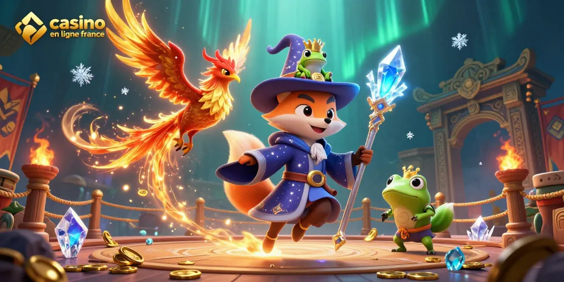 Plongez dans l'univers vibrant du casino en ligne en France avec un sorcier et un phénix.