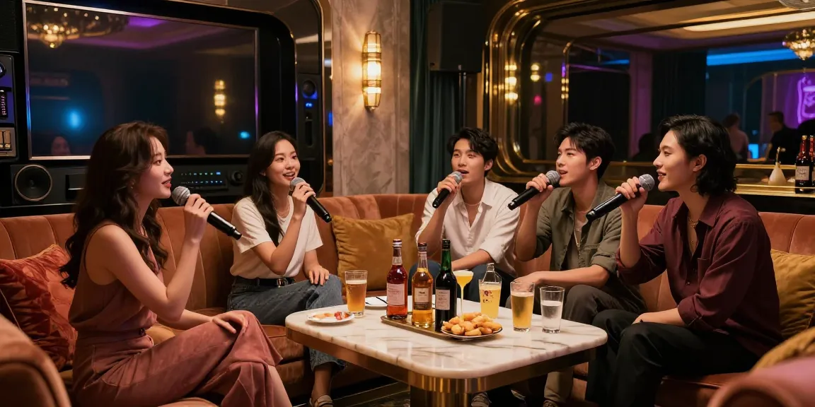 강남 가라오케에서 친구들과 즐거운 시간을 보내는 고급스러운 룸의 모습