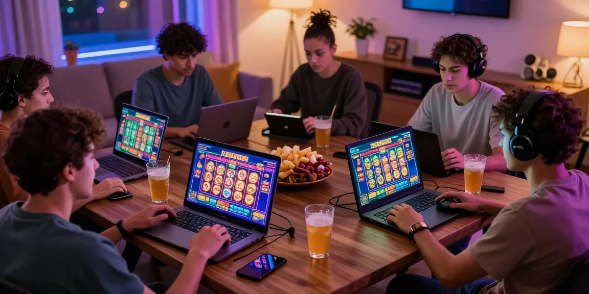 Engaged players exploring slot online games in a cozy living room.