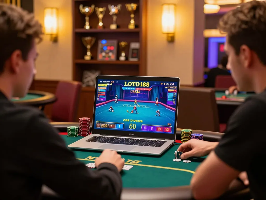 Engaged player at LOTO188 SO online casino, showcasing strategic poker gameplay and vibrant gaming atmosphere