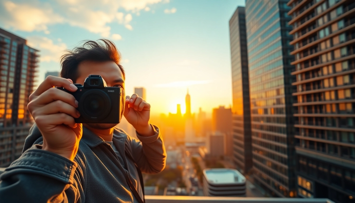 Capture stunning cityscapes with the Insta360 camera in a vibrant urban sunset.