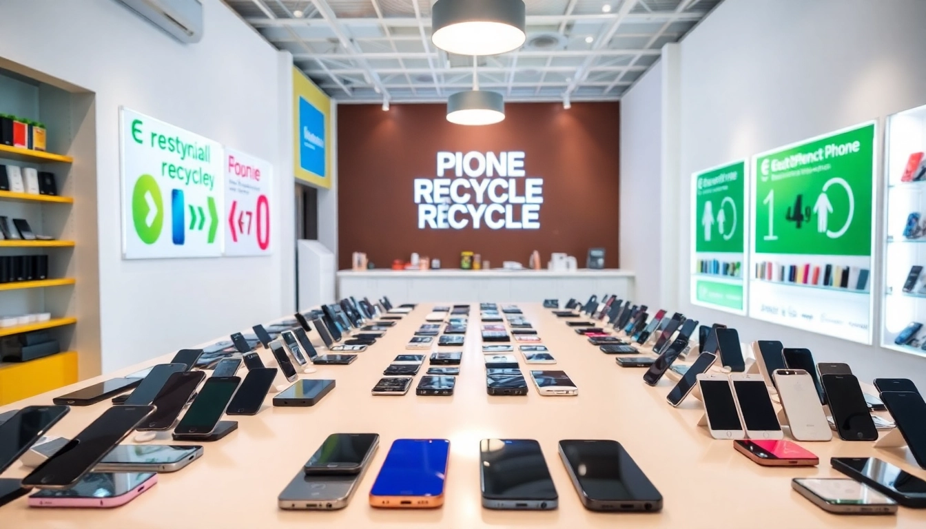 Bright interior of a phone recycling shop emphasizing its eco-friendly focus, not ecoATM.