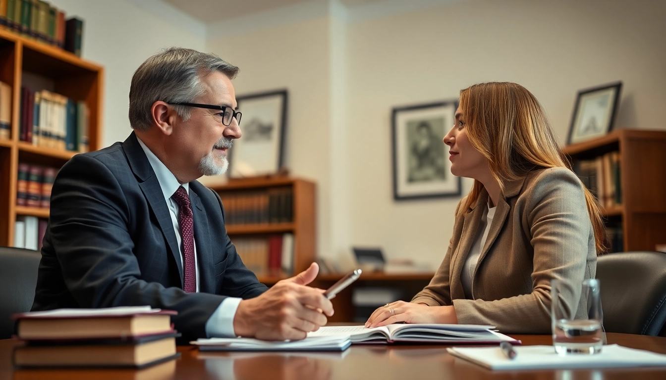 Consultation with a Modesto Accident Lawyer showcasing professionalism and empathy in a warm office.