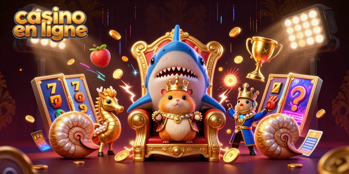 Découvrez le royaume du casino en ligne avec le roi hamster sur son trône, entouré d'éléments de jeu dynamique.