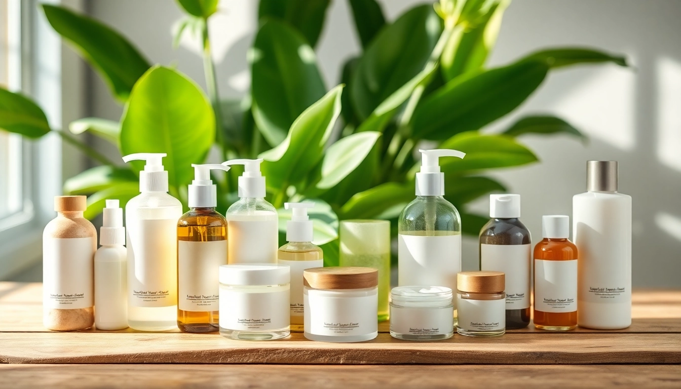 Ekologiska kosmetika displayed artistically showcasing natural beauty products.