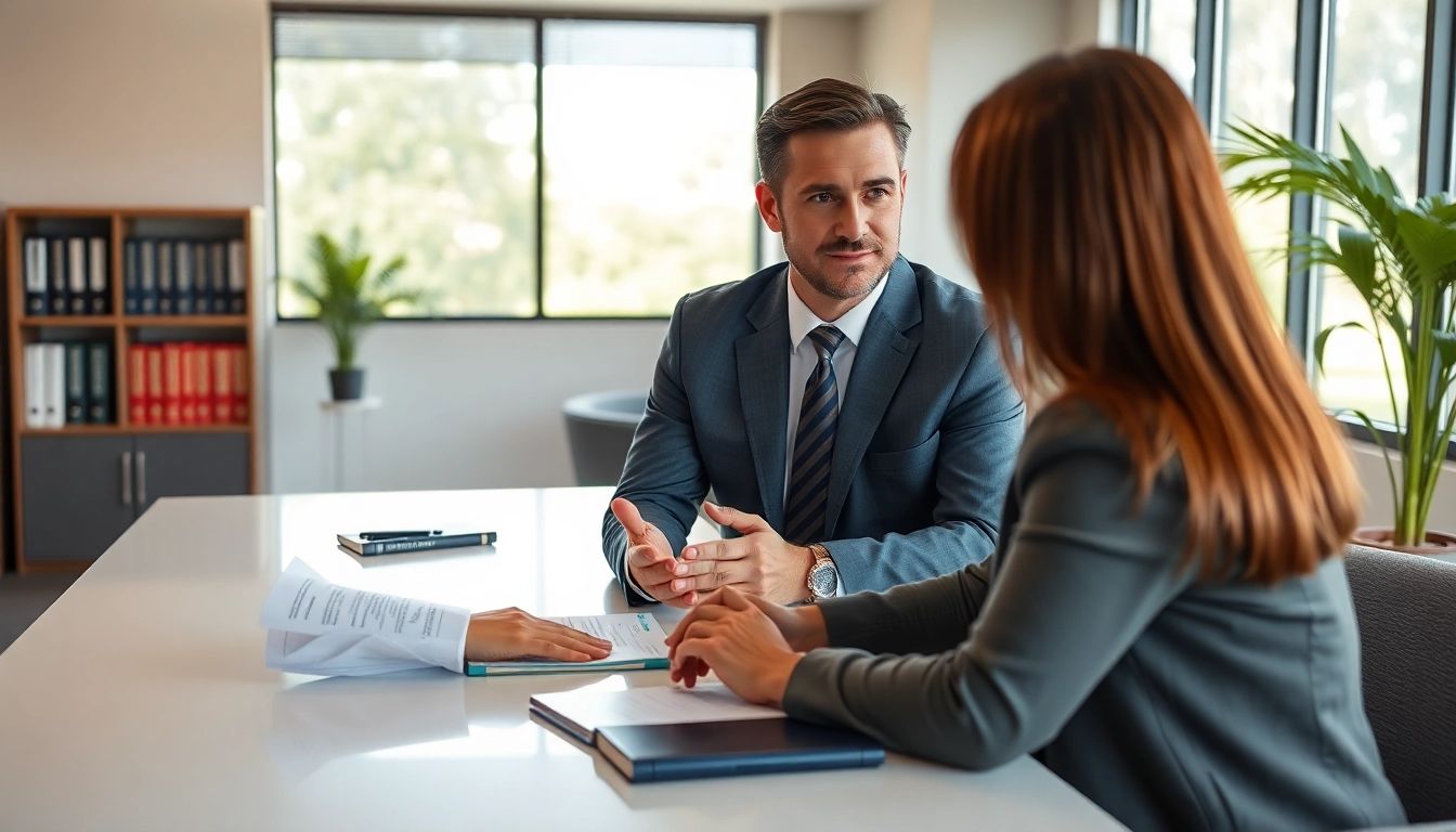 Sarasota personal injury lawyer consulting with a client in a professional office setting.