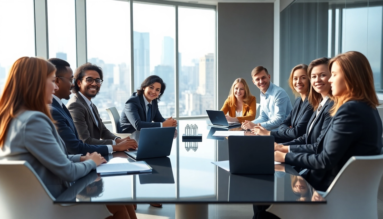 A group of diverse USA lawyers collaborating in a modern workspace, highlighting professionalism and expertise.