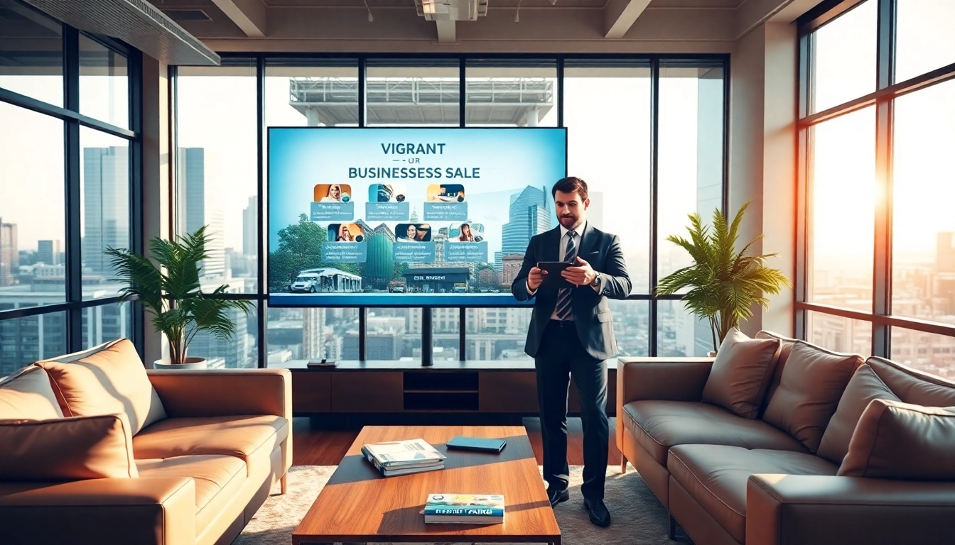 Explore various businesses for sale showcased in a professional office environment.