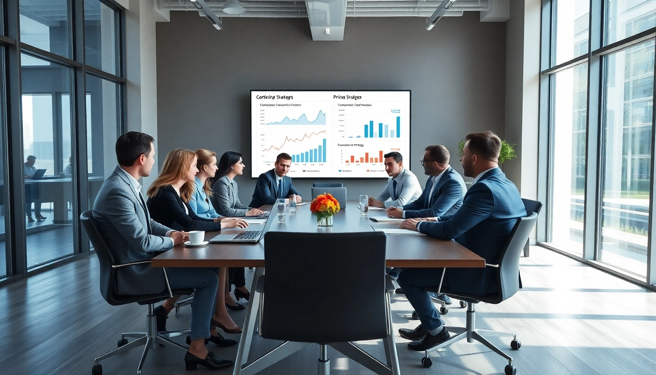 Discussing competitor pricing strategies in a business meeting with diverse professionals.