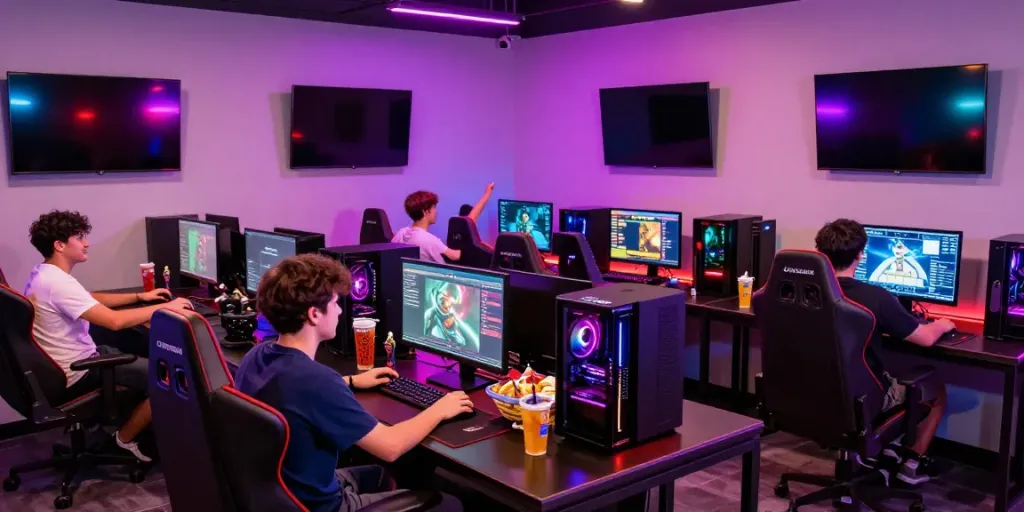 Players enjoying an engaging gaming experience at ORION88 lounge with colorful LED lights.