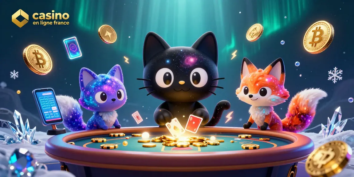 Plongez dans l'univers du casino en ligne France avec un chat trou noir et un renard nébuleux.