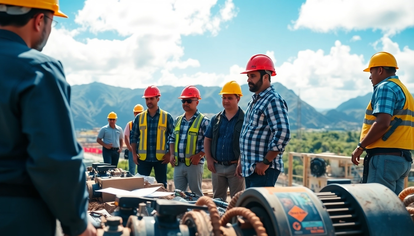 Construction workers collaborating on site in Hawaii construction association setting.