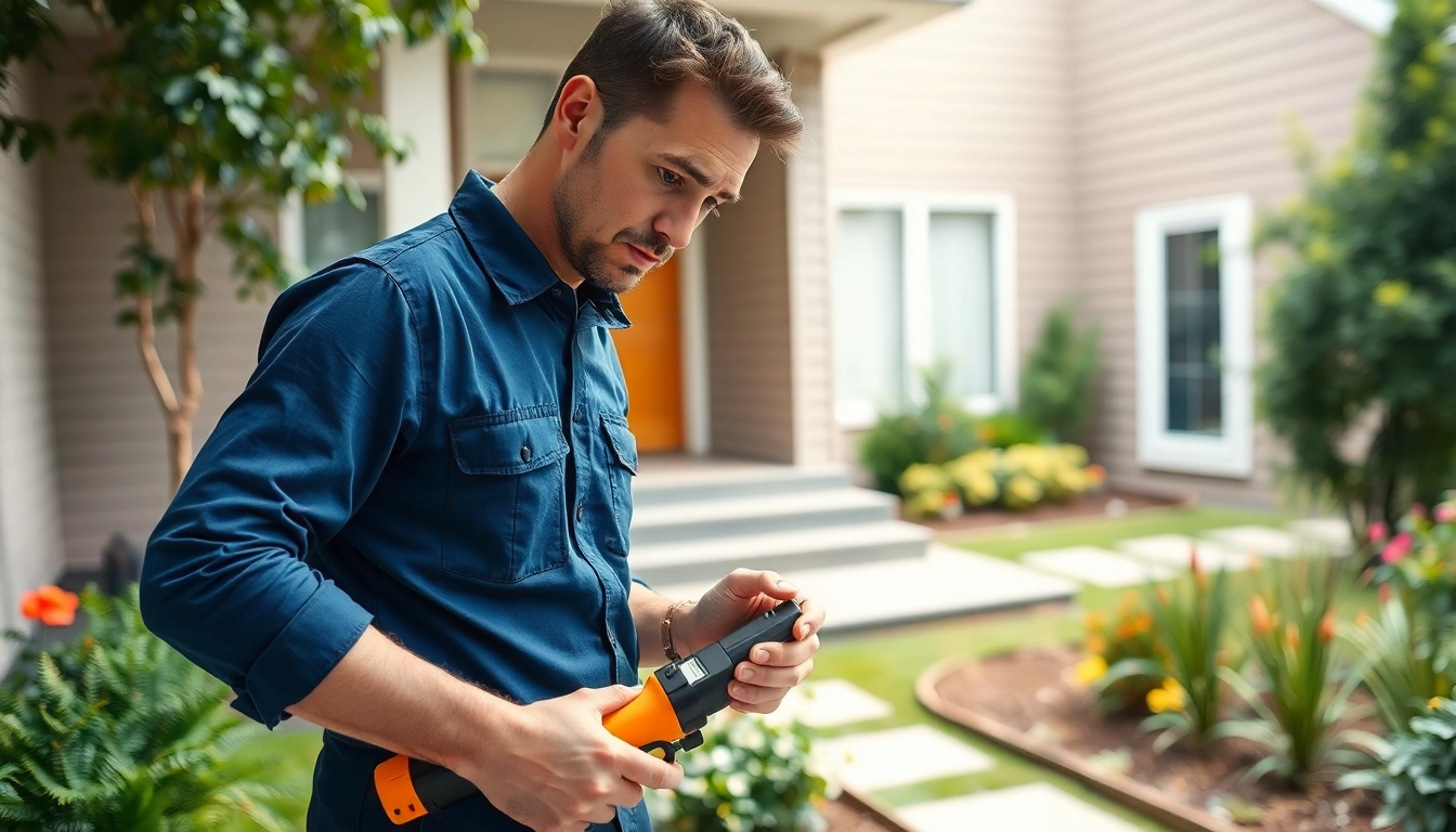 Certified pest control technician inspecting a home for pests while ensuring safety and professionalism.