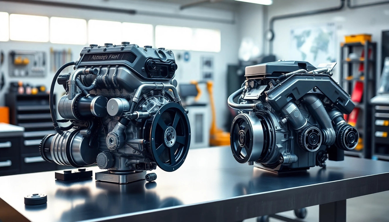 Inspect detailed Approved Engines components on a modern workbench with bright lighting.