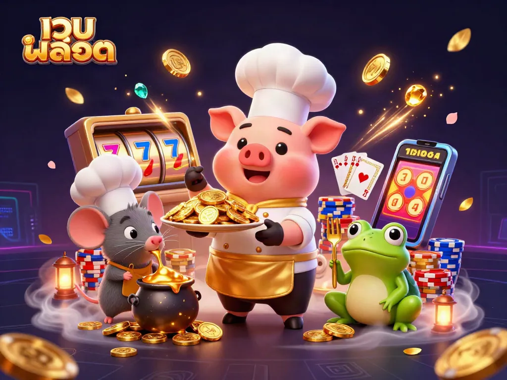 หมูเชฟและหนูผู้ช่วยตามล่าเงินรางวัลในเว็บสล็อตที่น่าตื่นเต้น