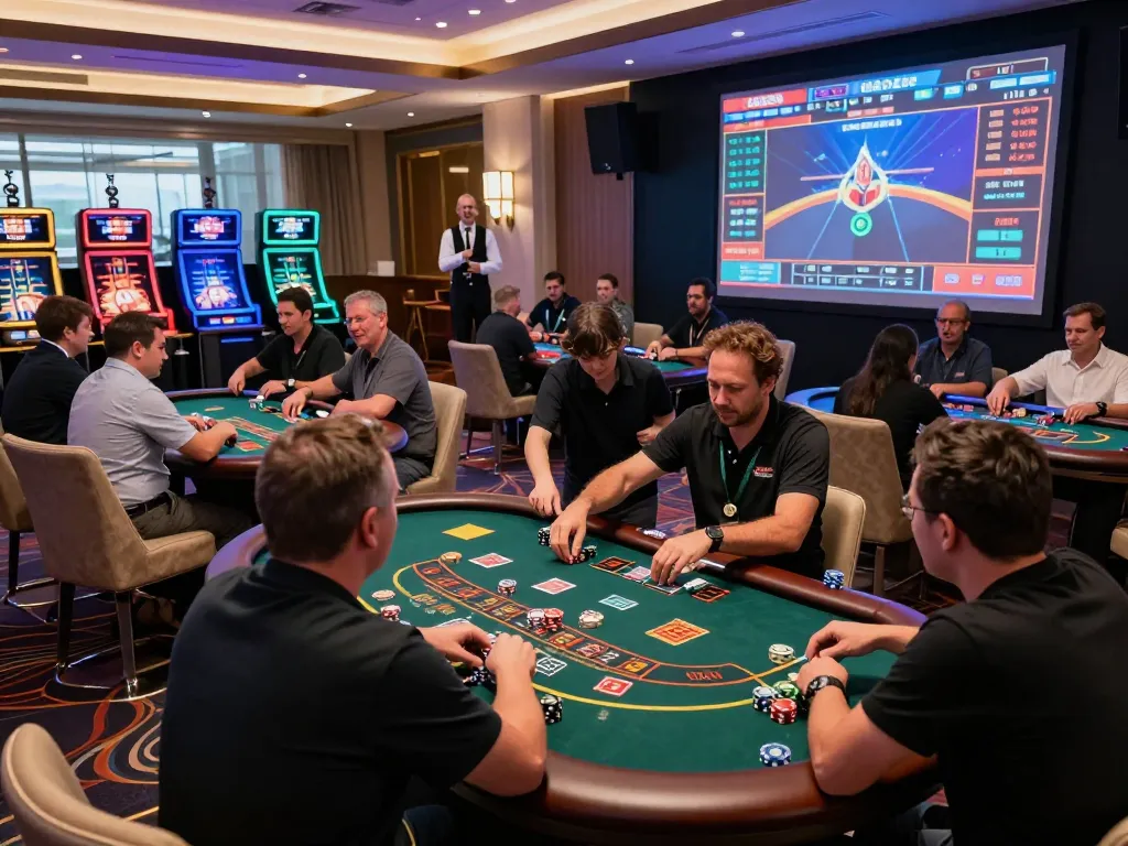 Exciting live casino experience at https://bong99.pro/ with players at gaming tables and vibrant atmosphere.