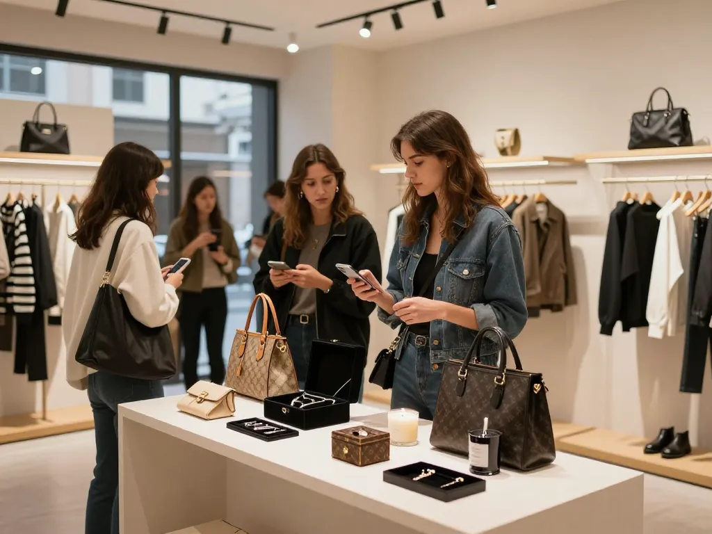 Elegant showcase of luxury items in a 레플리카 쇼핑몰, featuring high-quality bags enhancing the shopping experience.