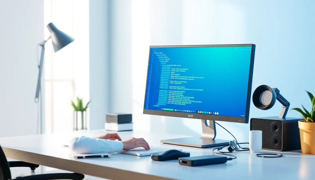 Discover no-code token creation techniques on a sleek workspace with modern technology.