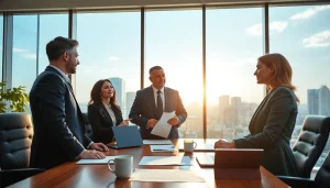 Engaged legal professionals at work, representing https://www.wcfjustice.com in a bright office.
