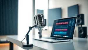 MV88 microphone showcased in a modern recording studio, highlighting its quality and design.