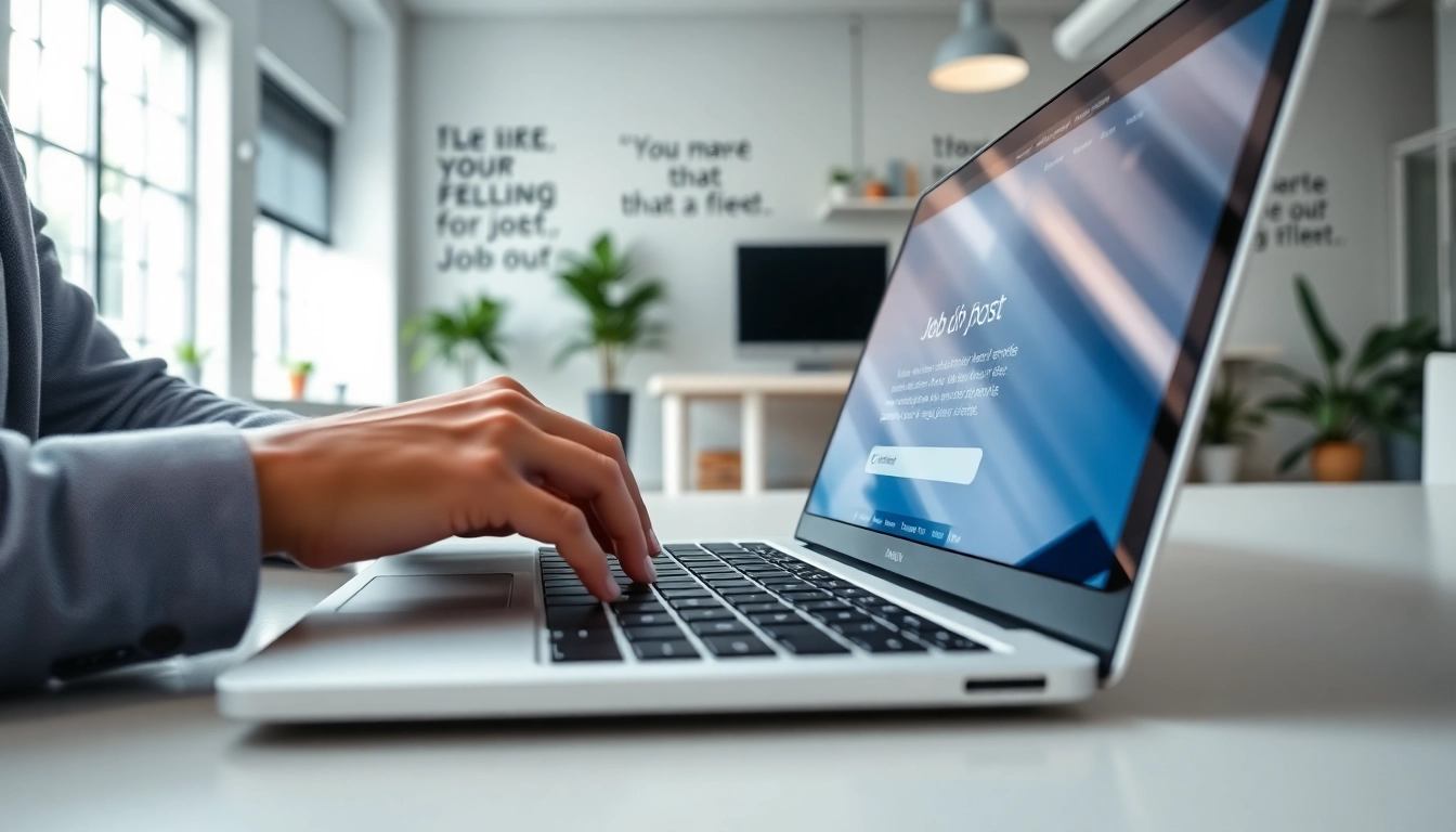 Post a free job post in a bright office with an employer focused on job submission.