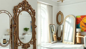 Showcasing designer mirrors for sale at https://merithome.co.uk in a stylish home setting.