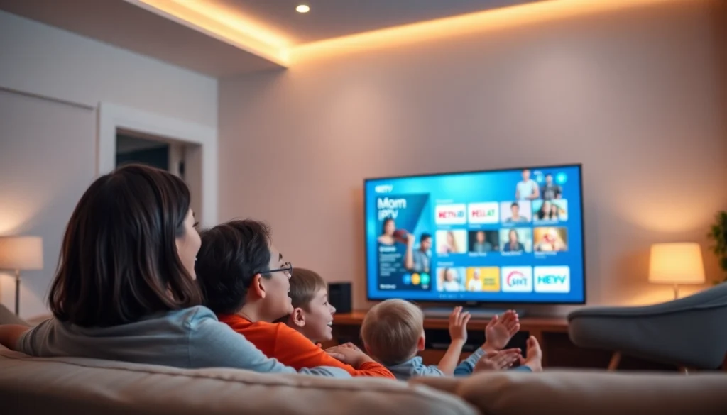 Mom IPTV review showcasing a family enjoying high-quality TV streaming together in a cozy living room.