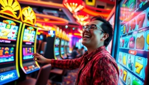 Menangkan lipat4d slot dengan kegembiraan dalam suasana kasino yang cerah dan ramai.