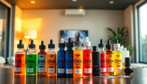 Oxva Liquid Flaschen in einem modernen Vaping-Setup stilvoll angeordnet