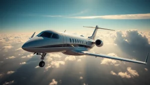 See https://flymarquis.com luxury private jet soaring in a bright blue sky, symbolizing high-end travel.