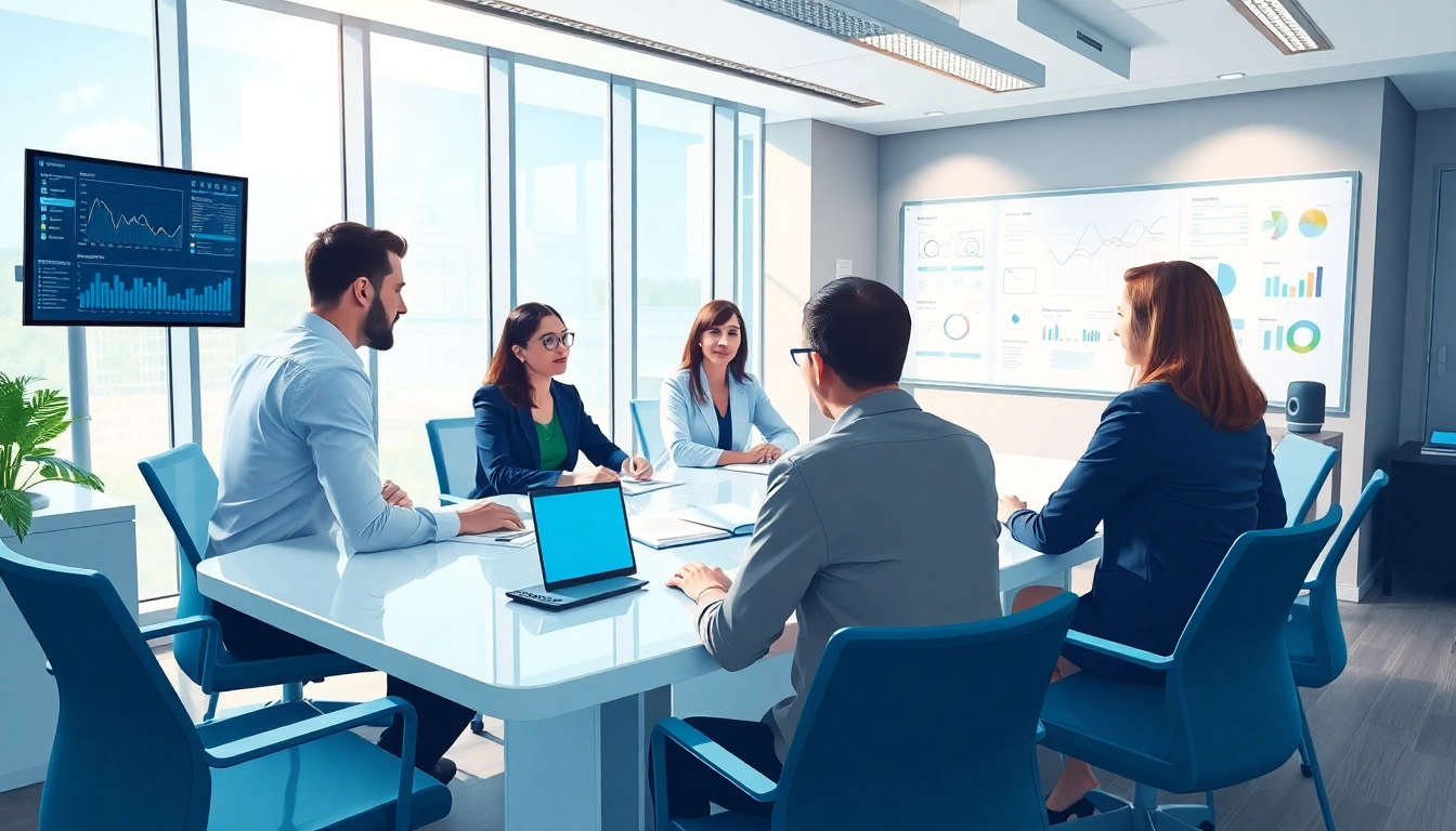 Engaged team of IT Companies professionals collaborating in a modern office environment