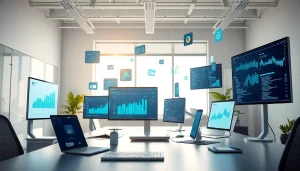 Showcasing AI tools at https://best-ai-tools.org in a modern professional workspace, blending productivity and technology.