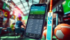 Highlighting the best sports betting apps in India with a dynamic interface on a smartphone.