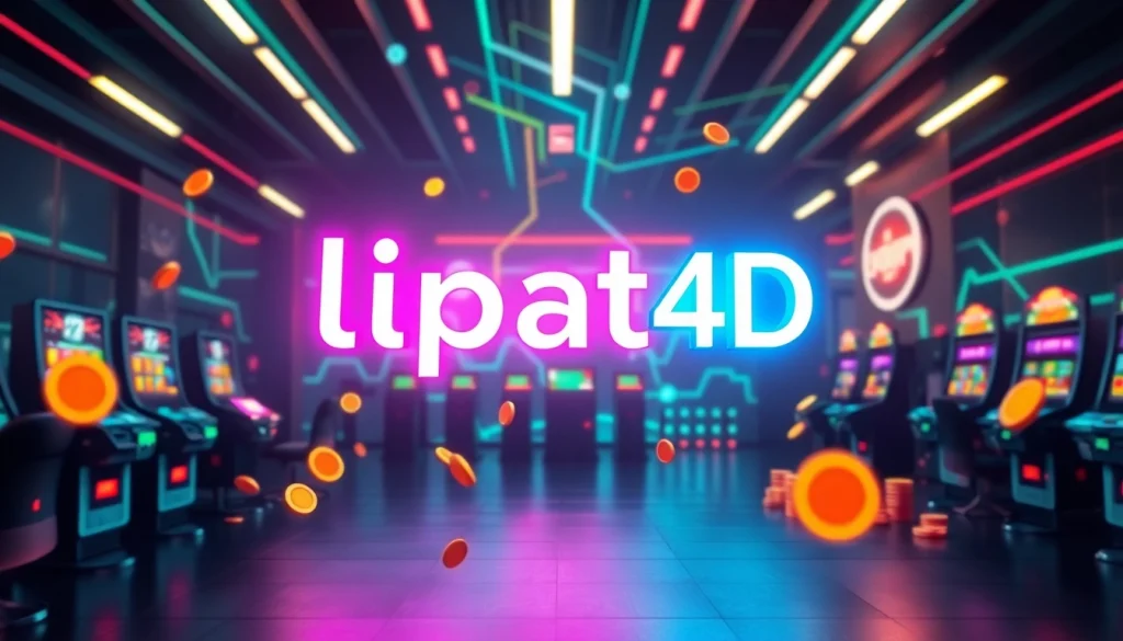 Menampilkan antarmuka menarik lipat4d dengan neon cerah dan elemen permainan modern.