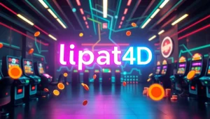 Menampilkan antarmuka menarik lipat4d dengan neon cerah dan elemen permainan modern.