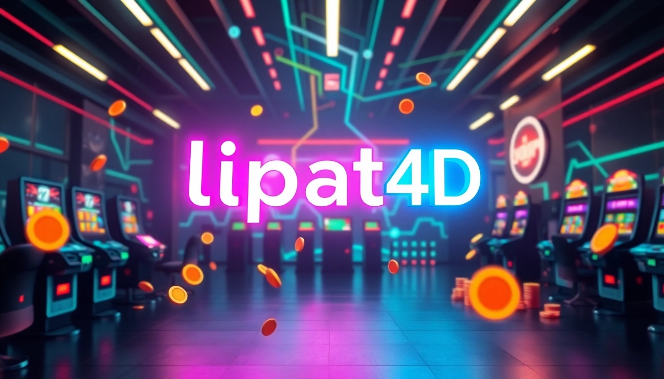 Menampilkan antarmuka menarik lipat4d dengan neon cerah dan elemen permainan modern.