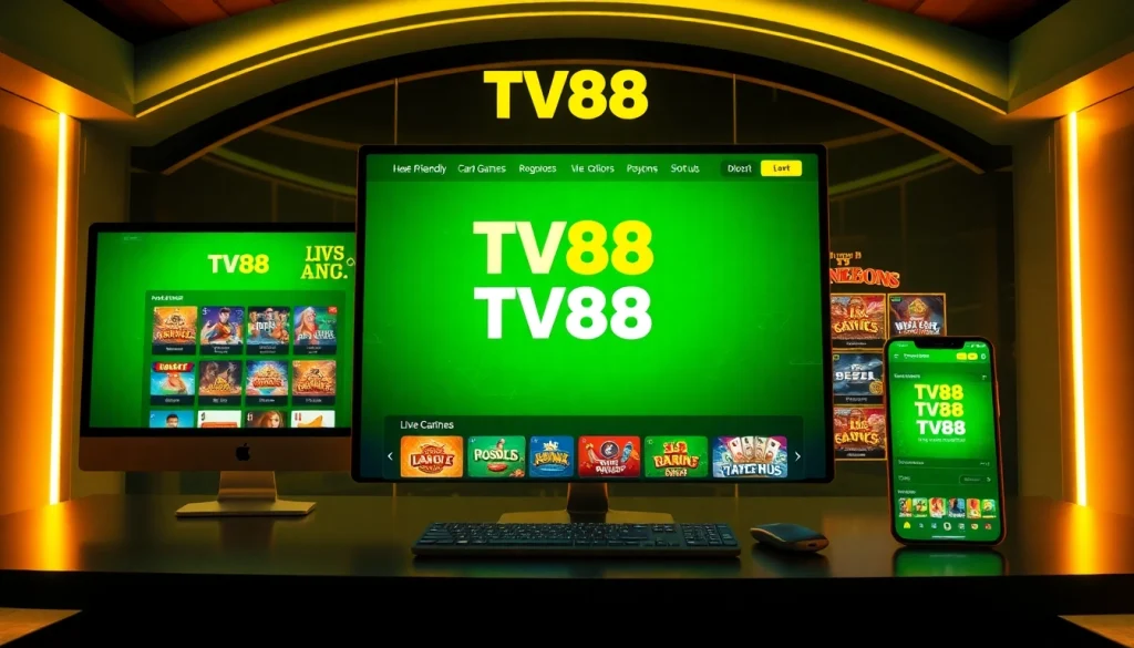 Engaging TV88 online gambling platform interface with diverse gaming options.