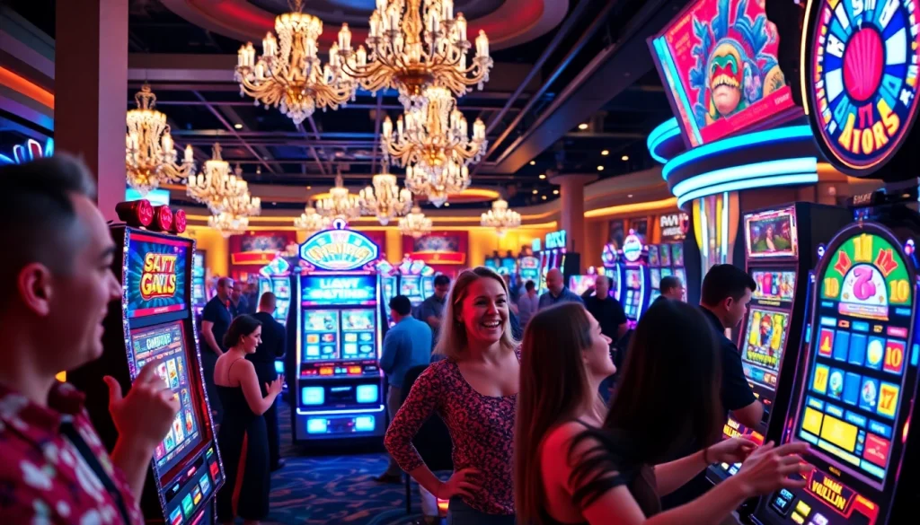 คาสิโนที่มีบรรยากาศสนุกสนานและผู้เล่นที่เข้าร่วมเดิมพัน