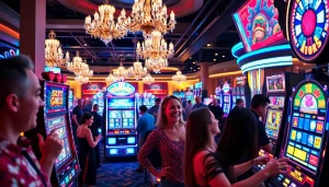 คาสิโนที่มีบรรยากาศสนุกสนานและผู้เล่นที่เข้าร่วมเดิมพัน