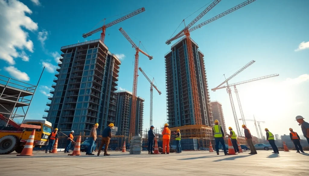Visual representation of a New Jersey Commercial General Contractor overseeing a construction site operation.