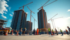 Visual representation of a New Jersey Commercial General Contractor overseeing a construction site operation.
