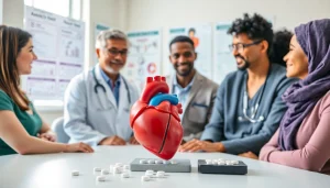 Engaged patients and healthcare provider discussing options in the ADAPTABLE Aspirin Study for heart health.