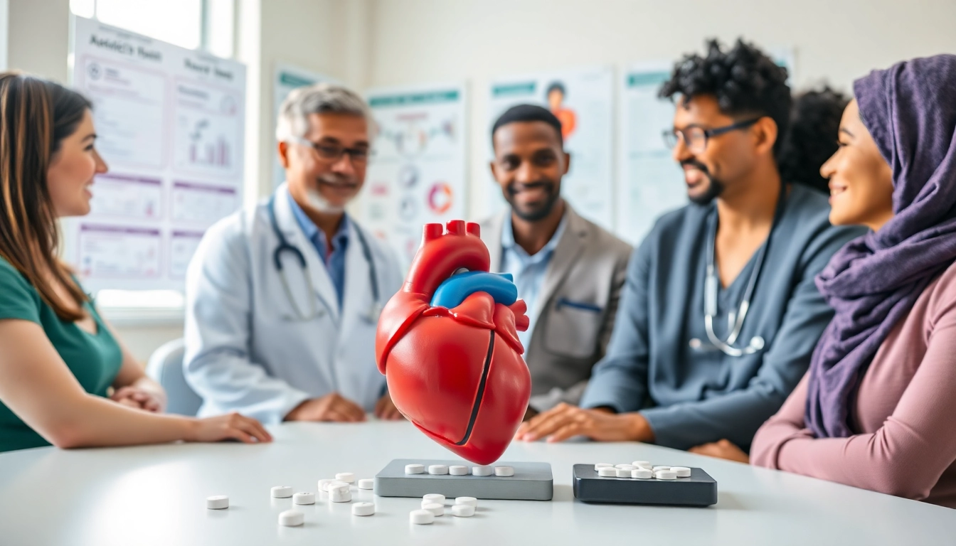 Engaged patients and healthcare provider discussing options in the ADAPTABLE Aspirin Study for heart health.