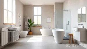 Gestalte dein Badezimmer mit eleganten Produkten von sonni sanitär für ein modernes Ambiente.